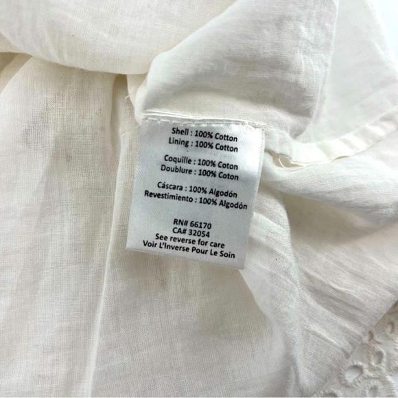 HEMANT & NANDITA Cream/White Eyelet One-Shoulder Tiered Mini Skirt Dress Size 8 - Picture 10 of 11